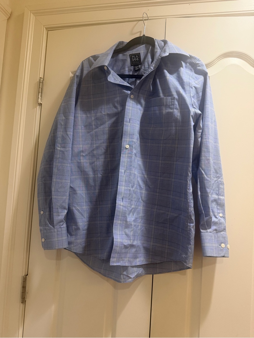 Men’s JoS A Bank Blue Plaid Tailored Fit Shirt M